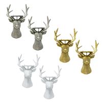 Gem Auras Set of 2 Stag Head Candle Holders