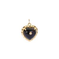 Black Agate Pendant with White Topaz in Gold Tone Sterling Silver 5.04cts
