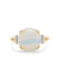 Ethiopian Opal Ring with White Zircon in 9K Gold 3.90cts