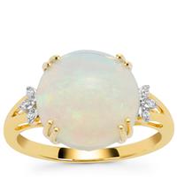 Ethiopian Opal Ring with White Zircon in 9K Gold 3.90cts