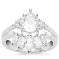 Optic Quartz Ring with White Zircon in Sterling Silver 2.25cts
