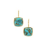 Copper Mojave Turquoise Earrings in Gold Plated Sterling Silver 13.50cts
