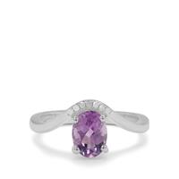 Moroccan Amethyst Ring with Diamond in Sterling Silver 1.20cts