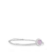 Type A Lavender Jadeite Bracelet with White Topaz in Sterling Silver 4.90cts 