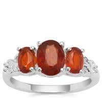 Loliondo Orange Kyanite Ring with White Zircon in Sterling Silver 2.76cts