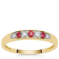 Greenland Ruby Ring with Canadian Diamond in 9K Gold 0.20ct
