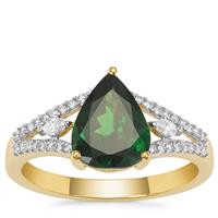 Tsavorite Garnet Ring with Diamond in 18K Gold 2.15cts 