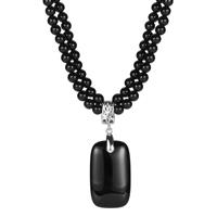 Black Onyx Necklace in Sterling Silver 110.50cts