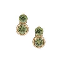 Green Dragon Demantoid Garnet Earrings in 9K Gold 1.10cts
