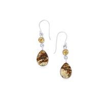 Astrophyllite Drusy Earrings with Diamantina Citrine in Sterling Silver 13cts