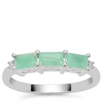 Sakota Emerald Ring with White Zircon in Sterling Silver 0.70ct