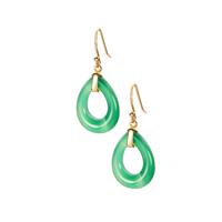 Green Onyx Earrings in Gold Tone Sterling Silver 14cts