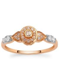 Natural Pink Diamonds Ring with White Diamonds in 9K Rose Gold 0.25ct