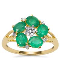 Zambian Emerald Ring with Diamond in 9K Gold 1.85cts