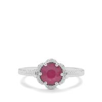 Kenyan Ruby Ring with White Zircon in Sterling Silver 1.50cts