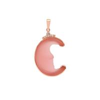Lehrer Man in the Moon Pink Chalcedony Pendant with Natural Pink Diamond in 9K Rose Gold 15.35cts