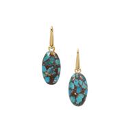 Egyptian Turquoise Earrings in Gold Plated Sterling Silver 17.05cts