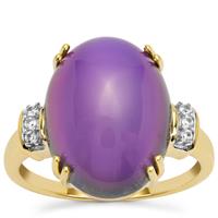 Purple Moonstone Ring with White Zircon in 9K Gold 9.95cts