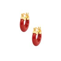 Red Jasper Earrings  in Gold Tone Sterling Silver 13.50cts