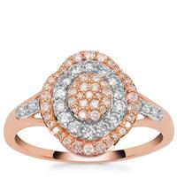 White Diamonds Ring with Natural Pink Diamonds in 9K Rose Gold 0.58ct