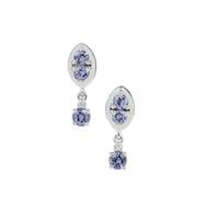 Tanzanite Earrings with White Zircon in Sterling Silver 1.25cts