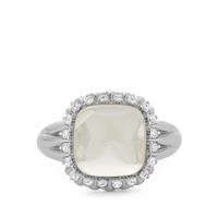 Lemon Quartz Ring with White Zircon in Sterling Silver 5.05cts