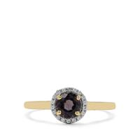 Burmese Grey Spinel Ring with White Zircon in 9K Gold 0.90ct