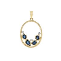 Australian Blue Sapphire Pendant with Diamond in 9K Gold 1.40cts