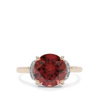 Umba Valley Red Zircon Ring with Diamond in 9K Gold 5.85cts