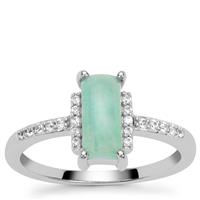 Gem-Jelly™ Aquaprase™ Ring with White Zircon in Platinum Plated Sterling Silver 1.30cts