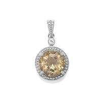 Bahia Rutilite Pendant with White Zircon in Sterling Silver 4.25cts