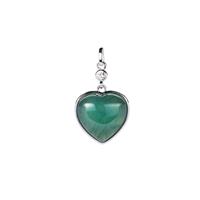 Olmec Jadeite Heart Pendant with White Topaz in Sterling Silver 10.09cts