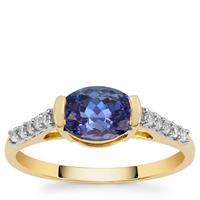 AAA Tanzanite Ring with White Zircon in 9K Gold 1.65cts