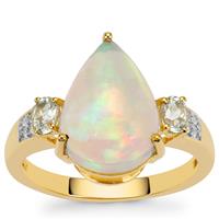 Ethiopian Opal, Aquaiba™ Beryl Ring with White Zircon in 9K Gold 3.40cts