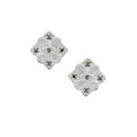 Green Diamond Earrings in Sterling Silver 0.08ct