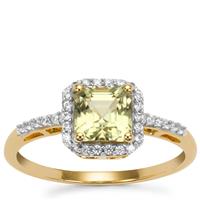 Asscher Cut Csarite® Ring with White Zircon in 9K Gold 1.55cts