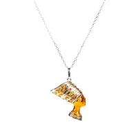 Baltic Cognac Amber Nefertiti Necklace in Sterling Silver (33mmx15mm)