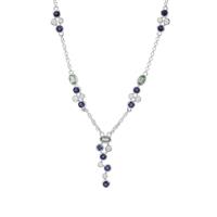 Nilamani, Odisha Kyanite Necklace with White Zircon in Sterling Silver 4.66cts