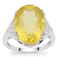 Caribbean Amber Ring with White Zircon in Sterling Silver 3.95cts