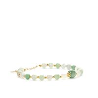 Multi-Colour Type A Jadeite Bracelet in Gold Plated Sterling Silver 35cts