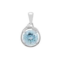 Sky Blue Topaz Pendant with White Zircon in Sterling Silver 5.52cts