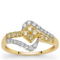 Natural Yellow Diamonds Ring with White Diamonds in 9K Gold 0.56ct