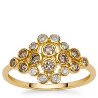 Champagne Diamonds Ring with White Diamonds in 9k Gold 0.50ct