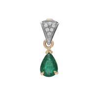 Kafubu Emerald Pendant with White Zircon in 9K Gold 0.65ct