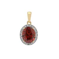 Umba Valley Red Zircon Pendant with Diamond in 18K Gold 6.80cts