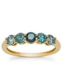 Blue Ombre Diamonds Ring in 9K Gold 1cts