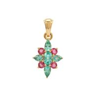 Botli Green Apatite Pendant with Pink Tourmaline in 9K Gold 1.65cts