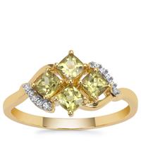 Mali Garnet Ring with White Zircon in 9K Gold 1.10cts