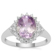 Moroccan Amethyst Ring with White Zircon in Sterling Silver 2.60cts