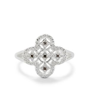 Champagne Diamond Ring with White Diamond in Sterling Silver
